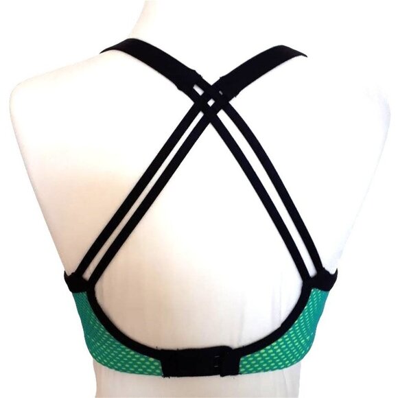 VSX Victoria's Secret Sport Green Blue Black Double Criss Cross Back Straps 32 B - Picture 5 of 11